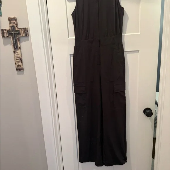 Athleta Black Brooklyn Zip-Up Stretch Performance Jumpsuit Size r - Picture 4 of 10